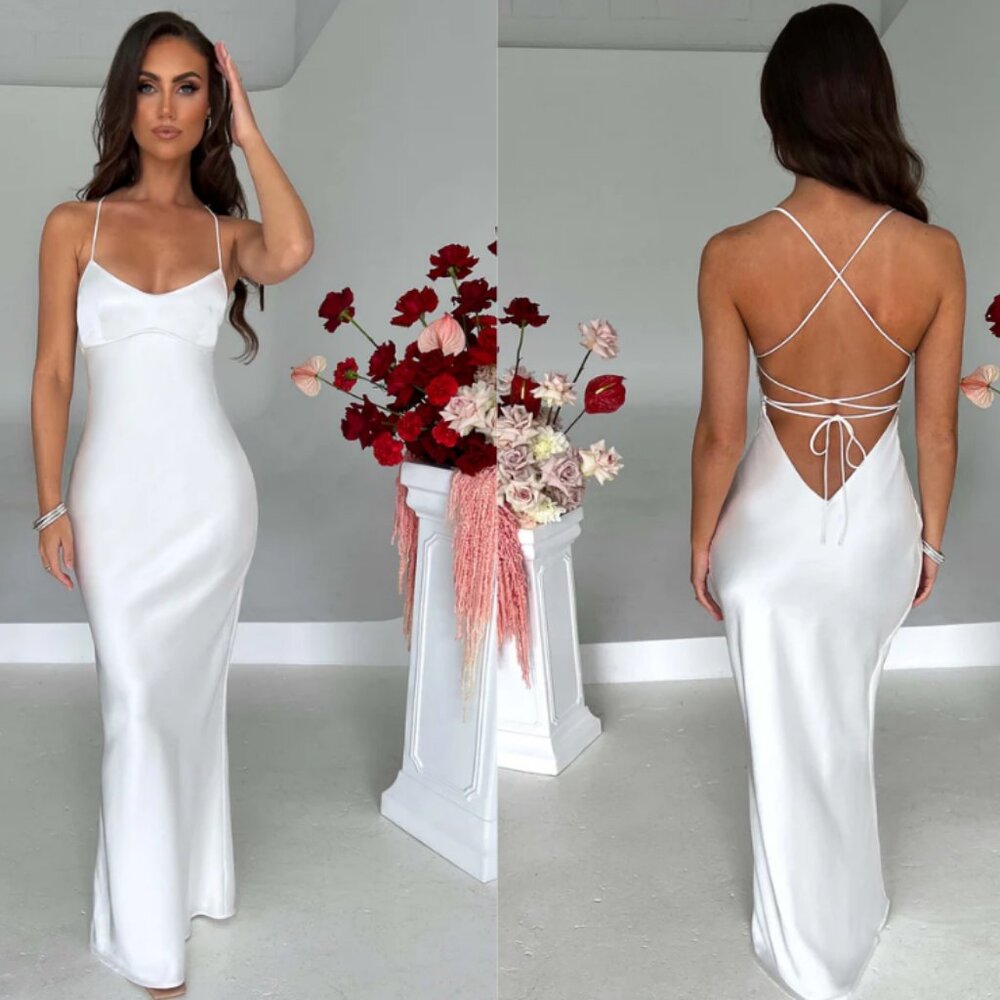 BNWT White silk maxi dress